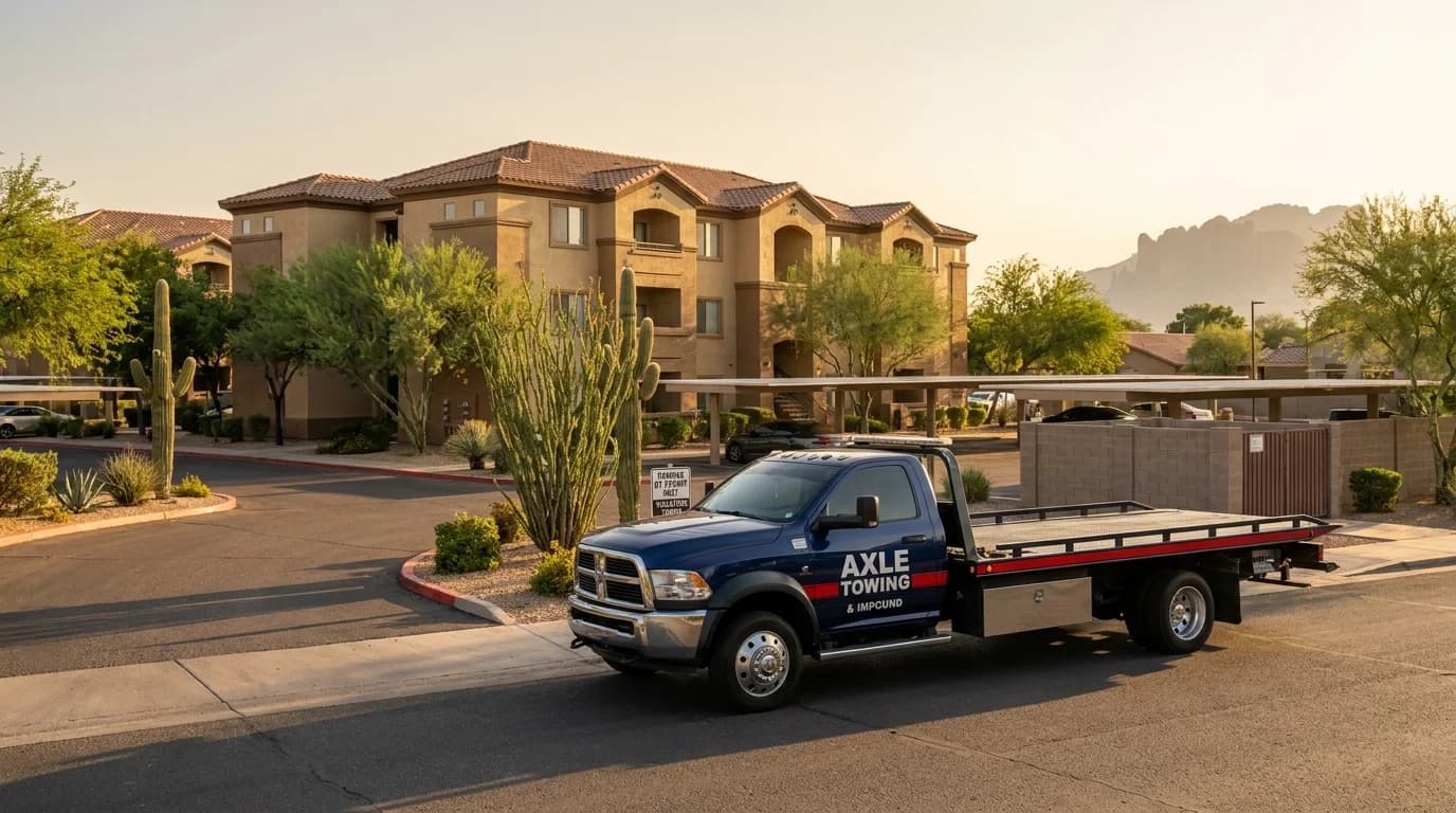 Apartment parking enforcement in Mesa AZ - Axle Towing East Valley property service