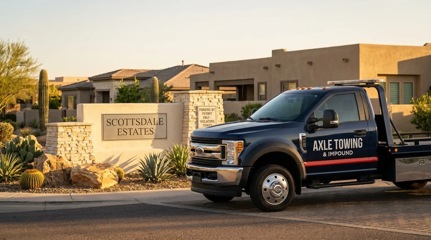 HOA parking enforcement in Scottsdale AZ - Axle Towing luxury community service